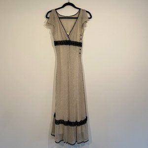 Express silk cream & black sleeveless dress